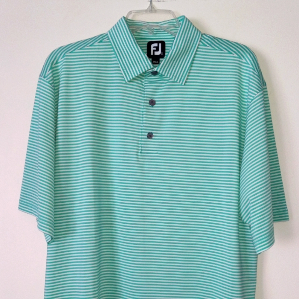 FOOTJOY Men's L button down  striped polo shirt short sleeves.